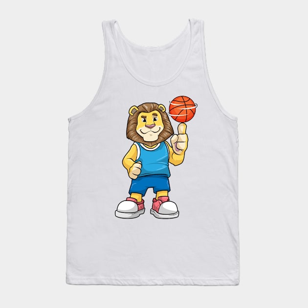 Lion as basketball player with a basketball Tank Top by Markus Schnabel